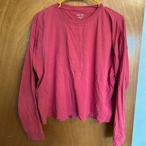 MOVING SALE | J. Crew coral boxy cropped long sleeve tshirt size M